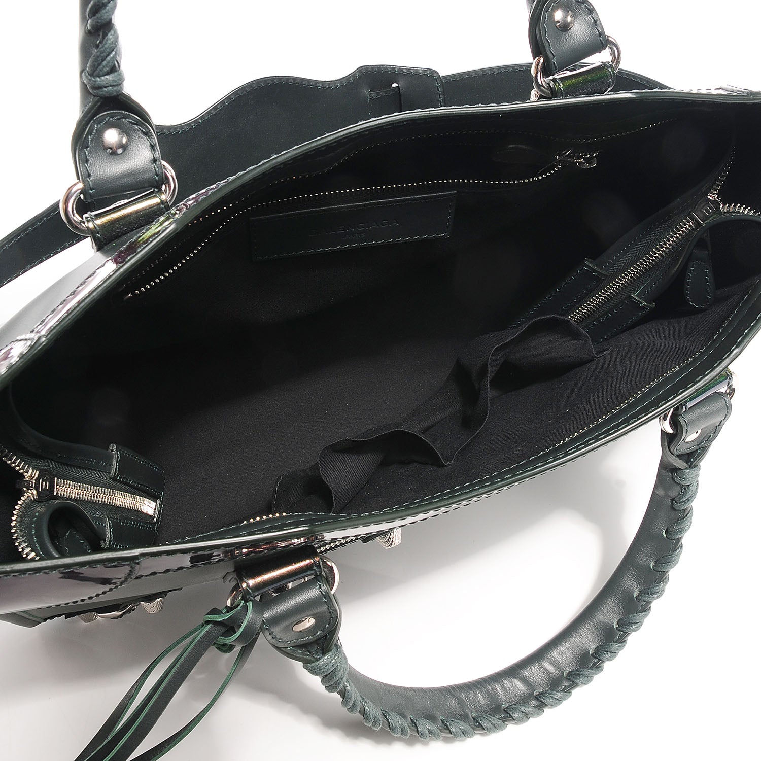 Balenciaga Smooth Calfskin Metallic Patent Giant 12 Silver Hardware City Vert Poker Fonce 10 of 15