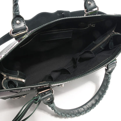 Balenciaga Smooth Calfskin Metallic Patent Giant 12 Silver Hardware City Vert Poker Fonce 10 of 15