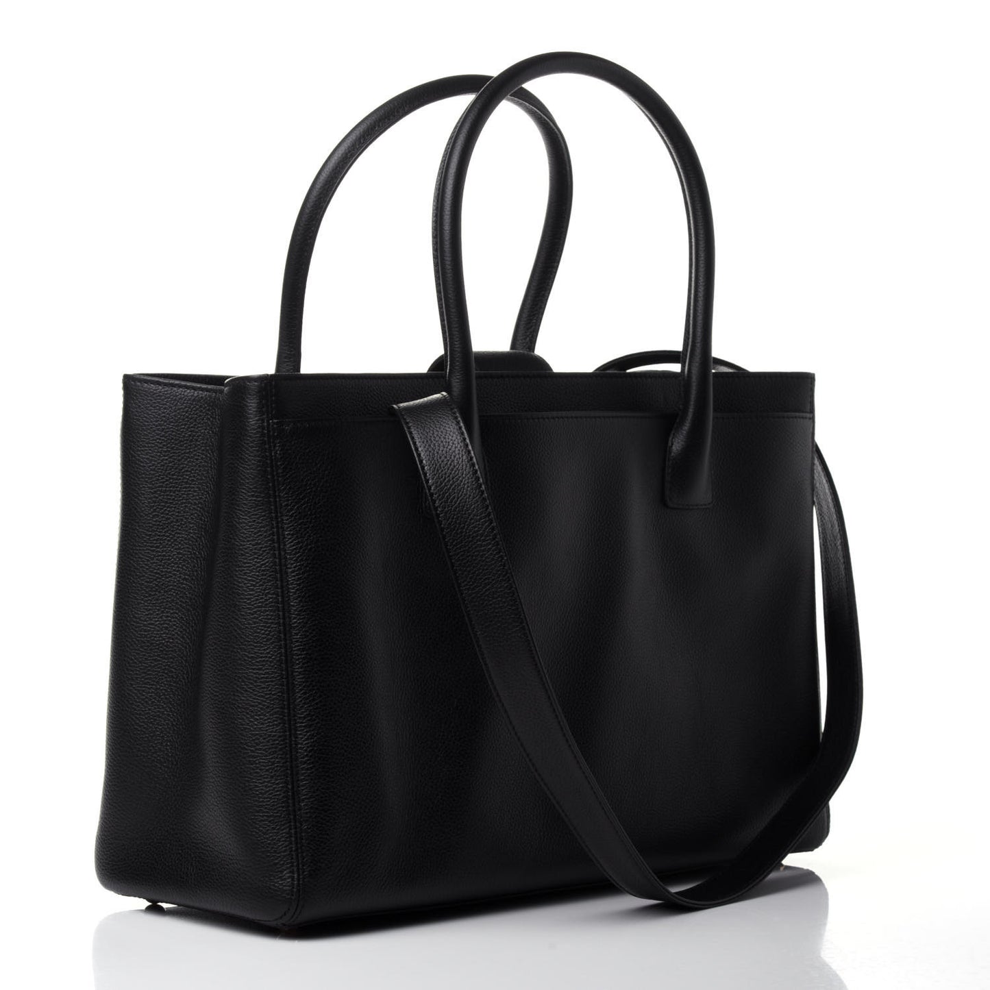 Calfskin Cerf Executive Shopper Tote Black