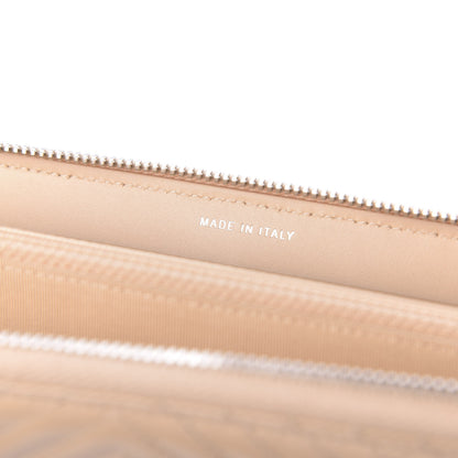 Chanel Patent Chevron Quilted Zip Around Wallet Beige 9 of 11