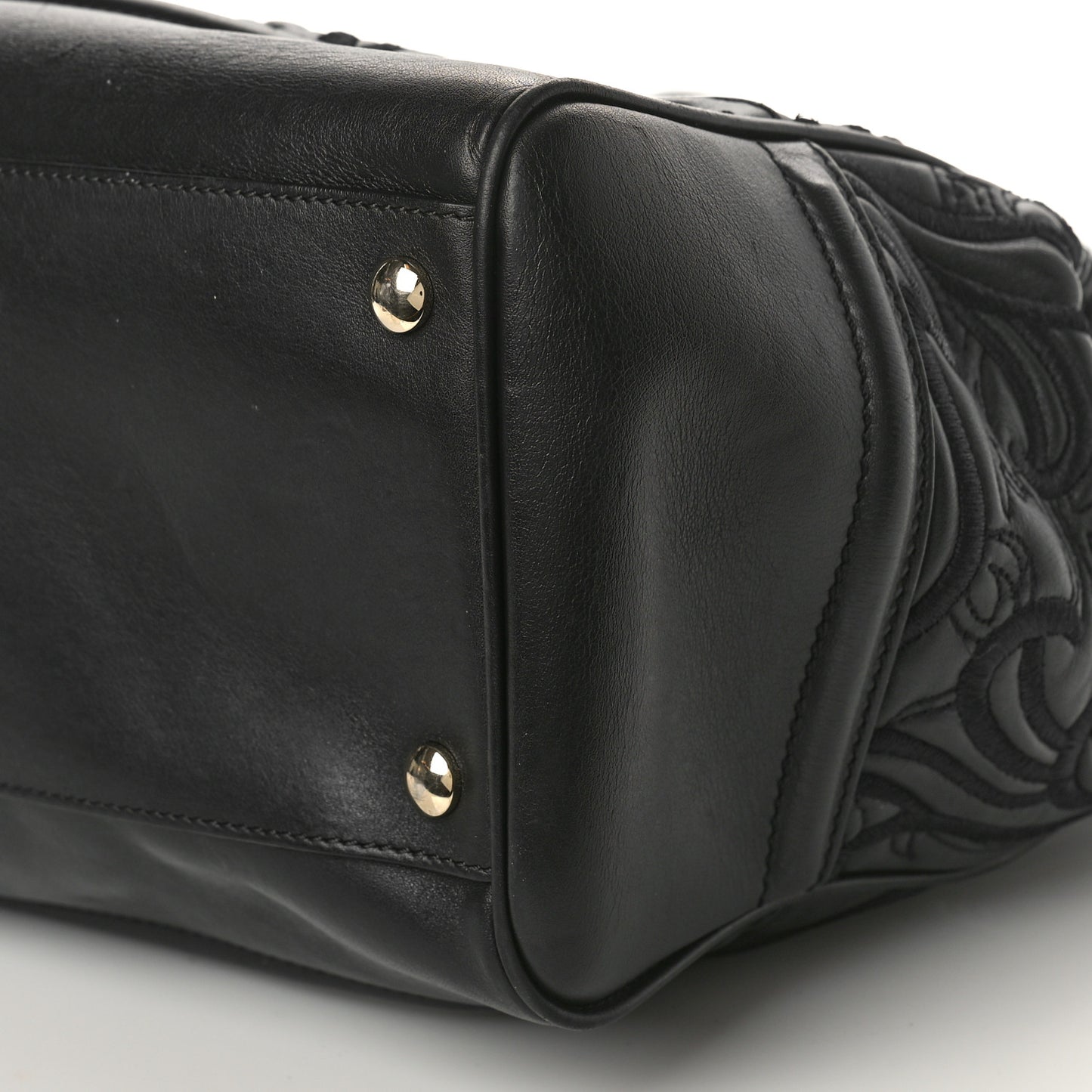 Calfskin Embroidered Medium Baroque Palazzo Empire Bag Black