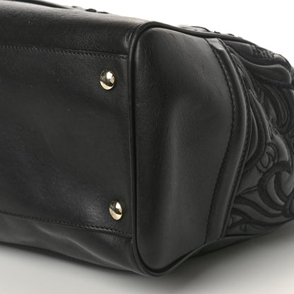 Versace Calfskin Embroidered Medium Baroque Palazzo Empire Bag Black 7 of 13