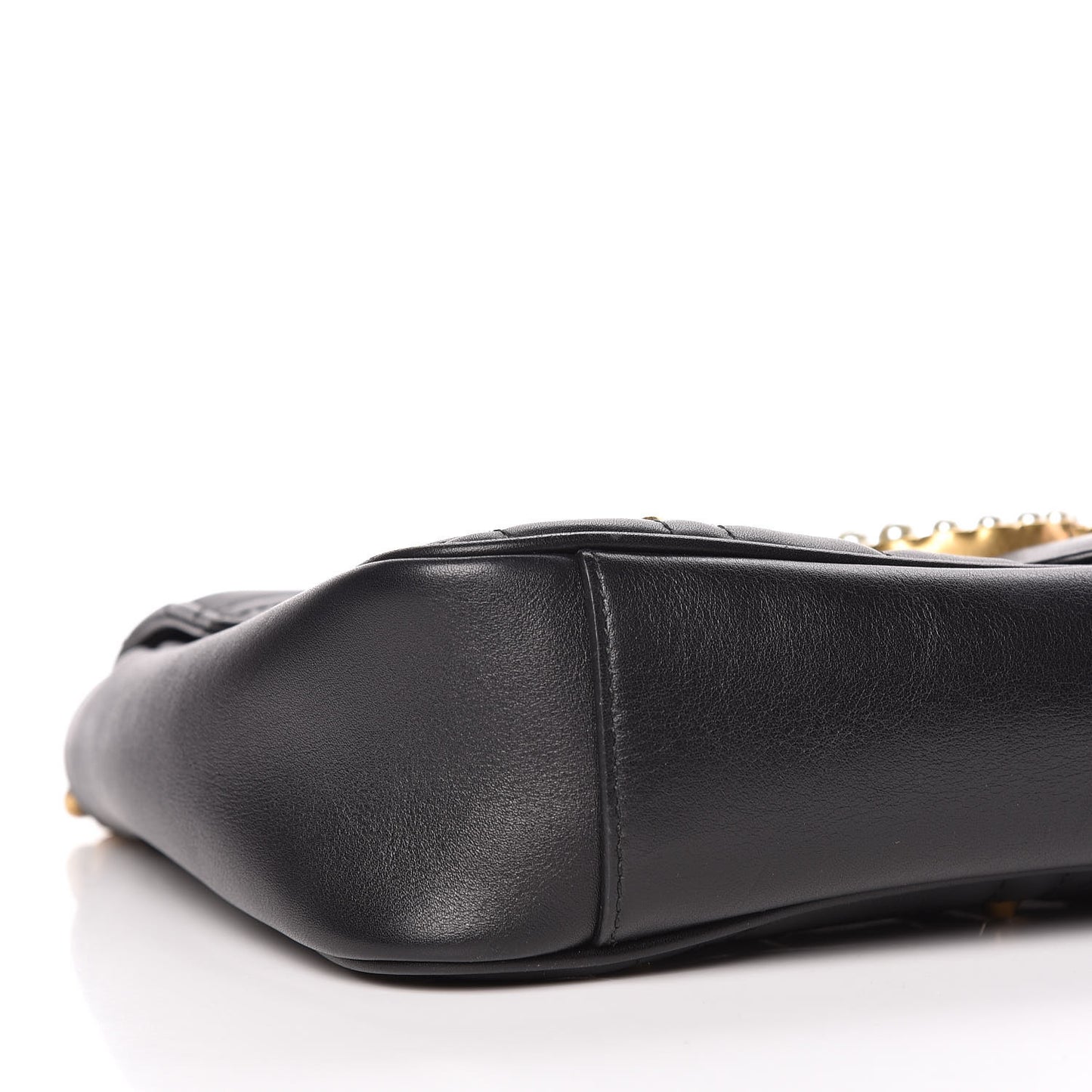 Calfskin Matelasse Studded Medium Pearly GG Marmont Shoulder Bag Black