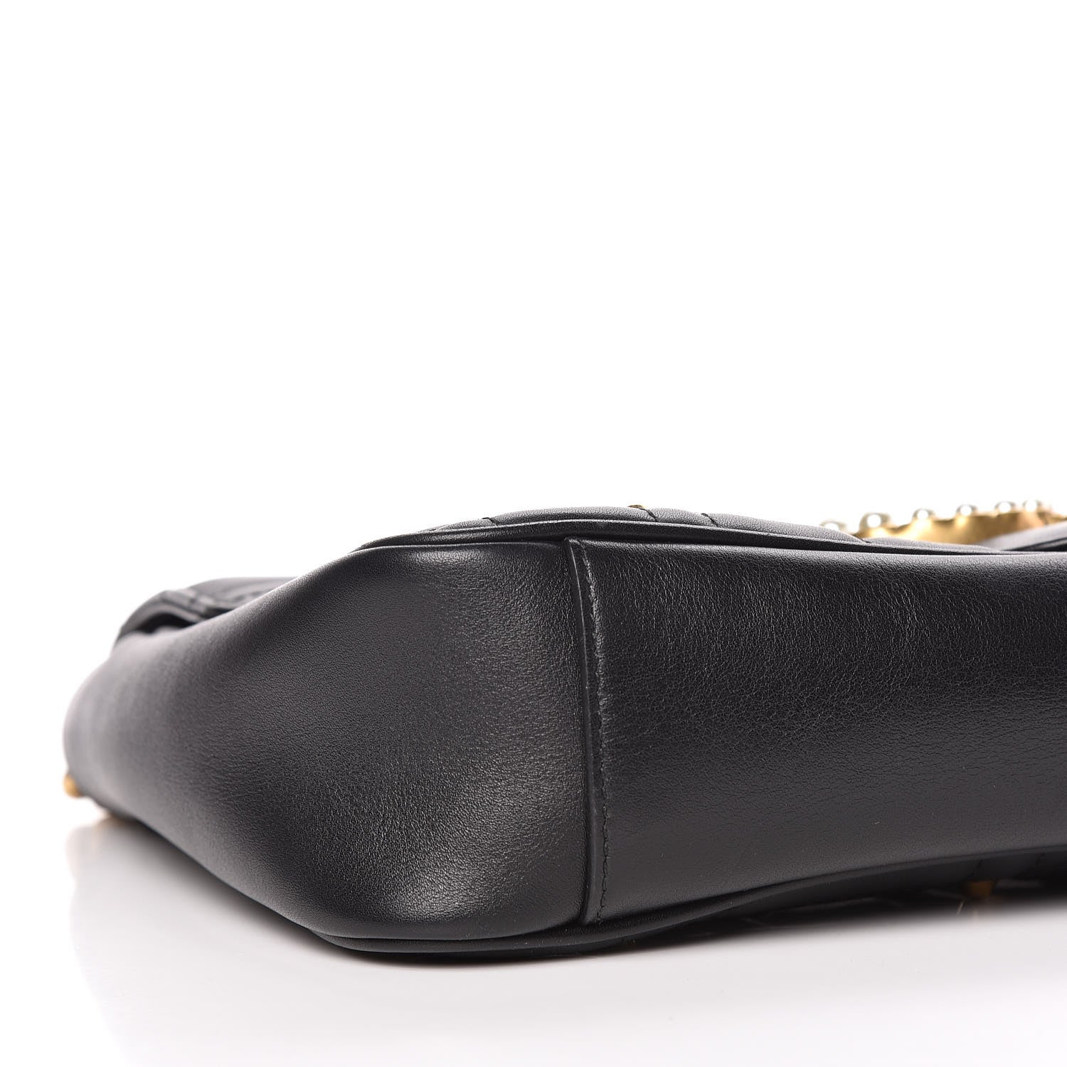 Gucci Calfskin Matelasse Studded Medium Pearly GG Marmont Shoulder Bag Black 8 of 15