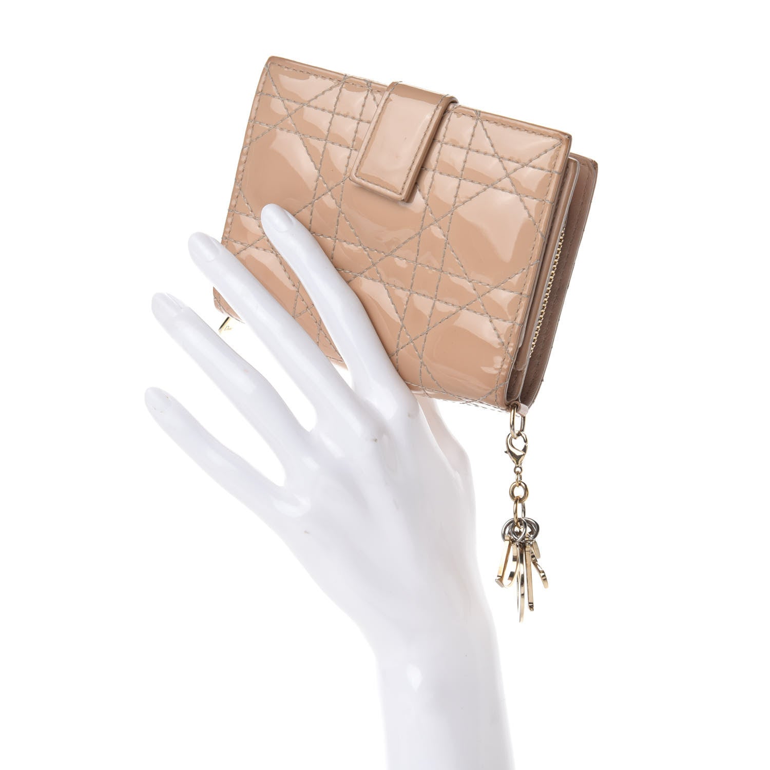 Christian Dior Patent Cannage Lady Dior Eden Wallet Beige 2 of 9