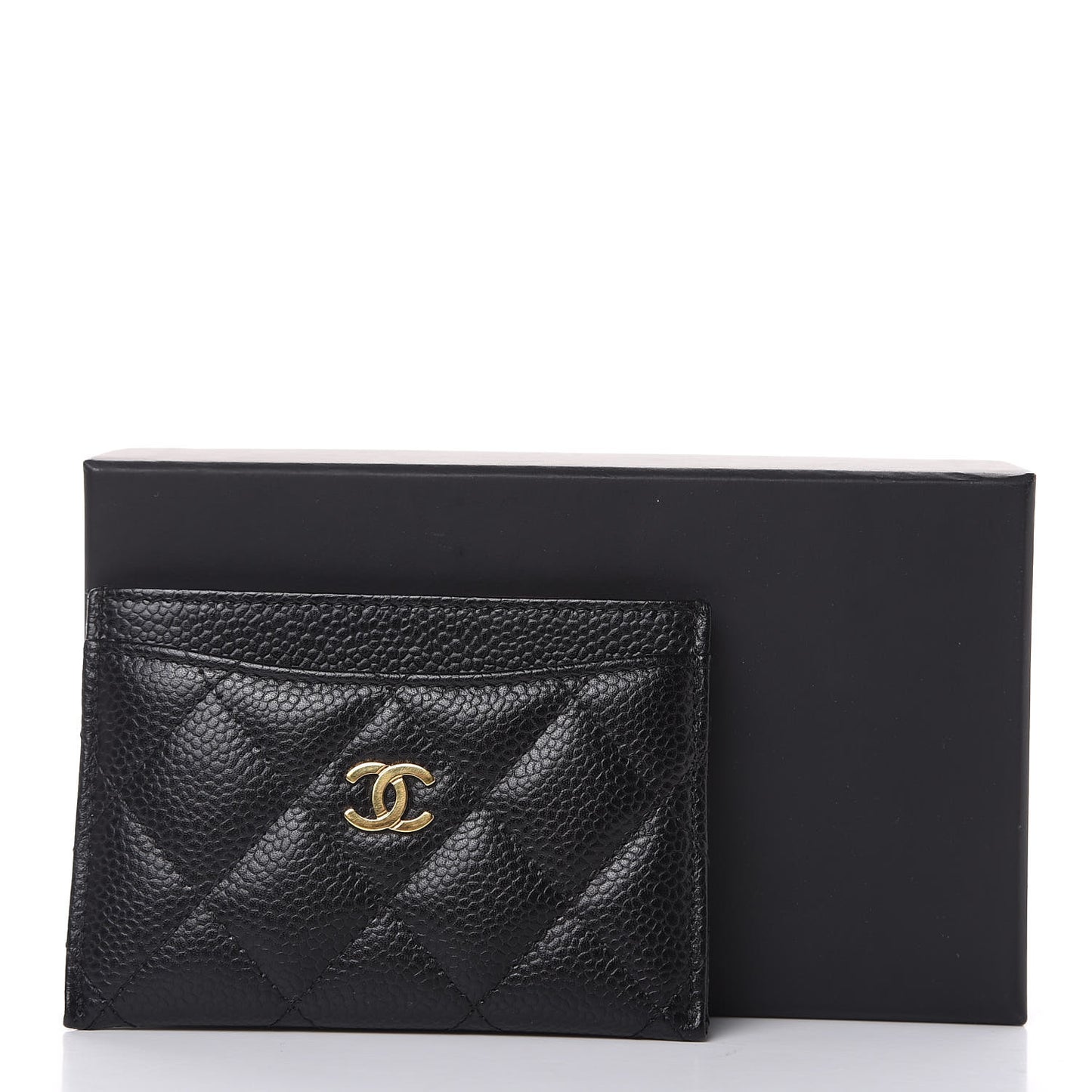 Caviar Quilted Card Holder Black