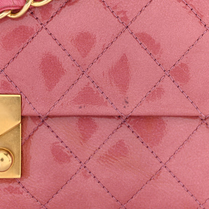 Chanel Patent Goatskin Quilted Small 3 Pocket Accordion Flap Pink 11 of 11
