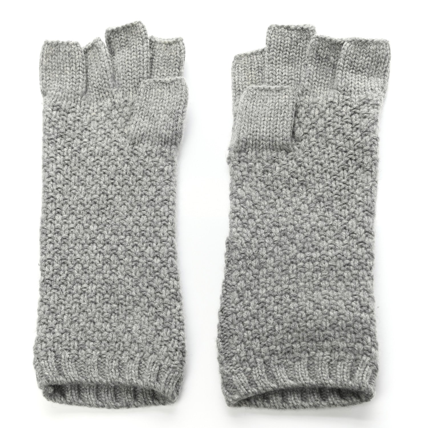 Chanel Cashmere CC Fingerless Gloves Grey 2 of 4