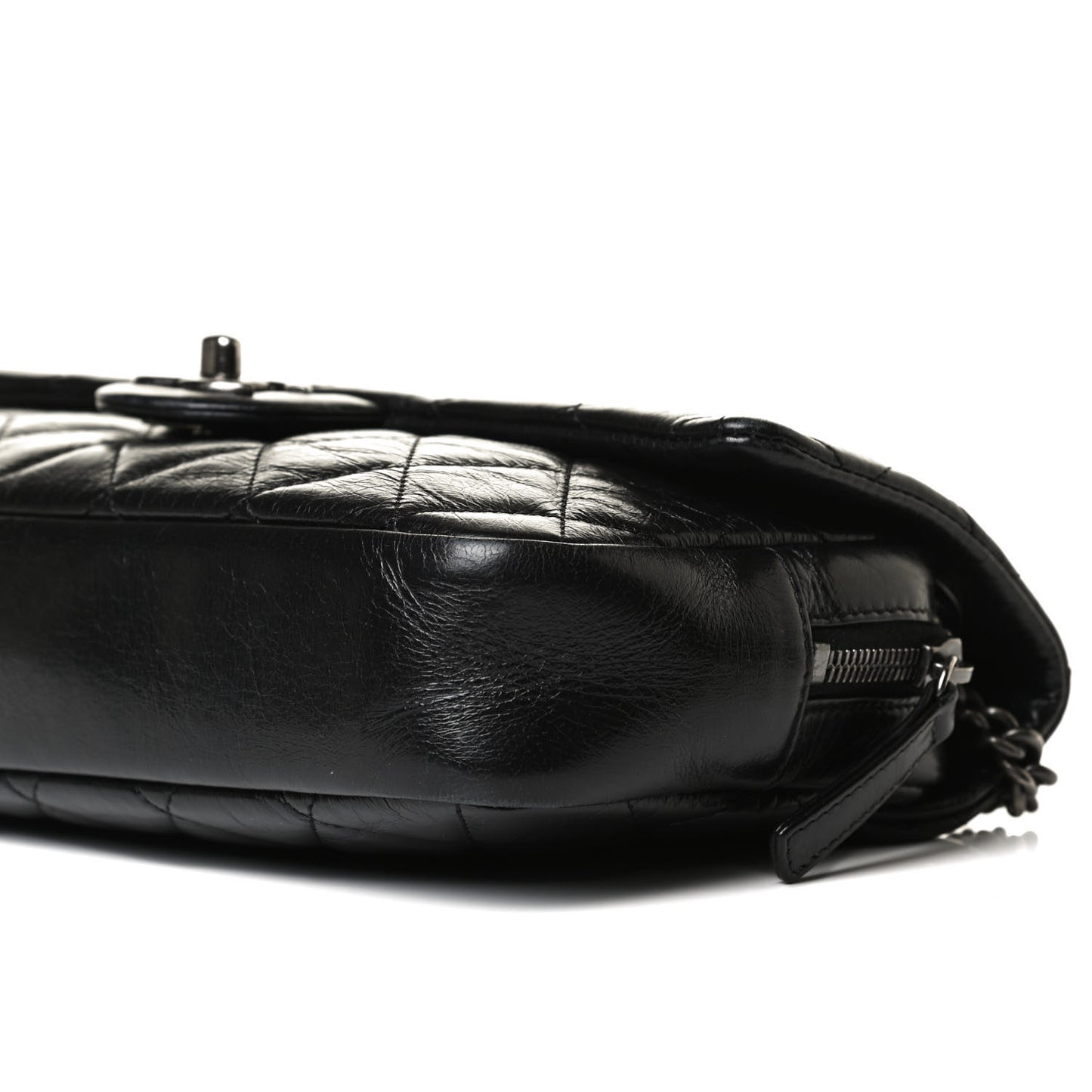 Glazed Calfskin Medium Duo Color Flap Black
