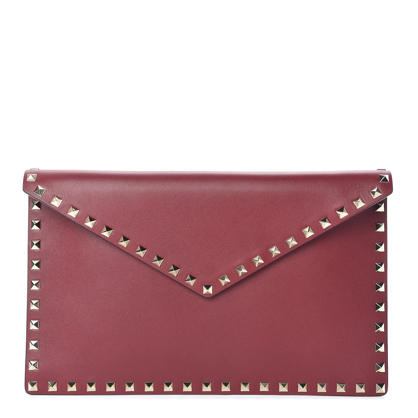 Vitello Large Rockstud Envelope Clutch Rubino