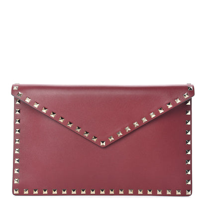 Valentino Garavani Vitello Large Rockstud Envelope Clutch Rubino 1 of 8