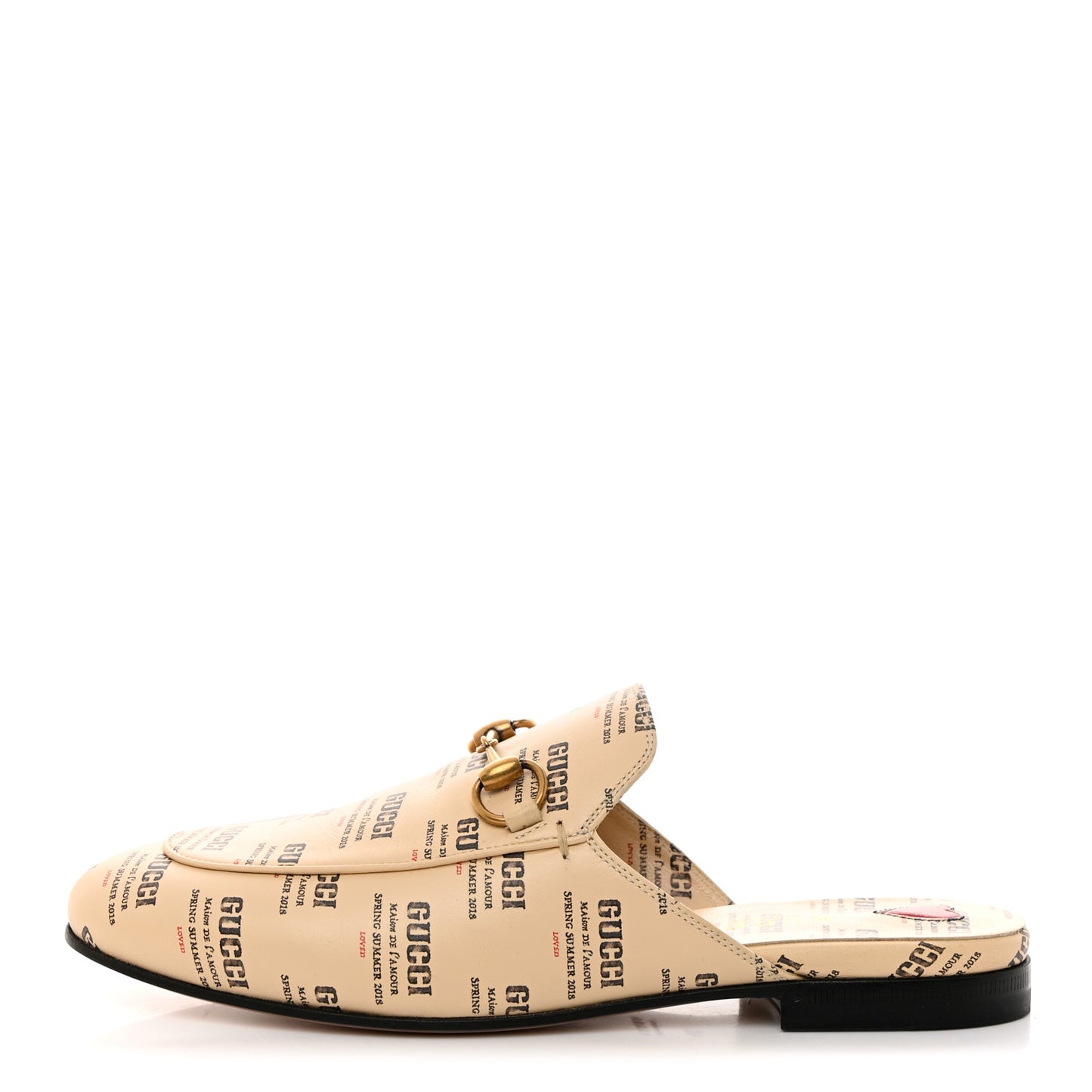 Calfskin Stamp Print Womens Princetown Slippers 36 Soy Black