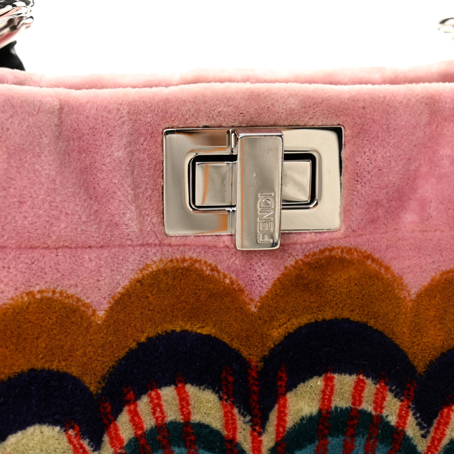 Fendi Velvet Embroidered Mini Peekaboo Iconic Satchel Black Multicolor 14 of 16