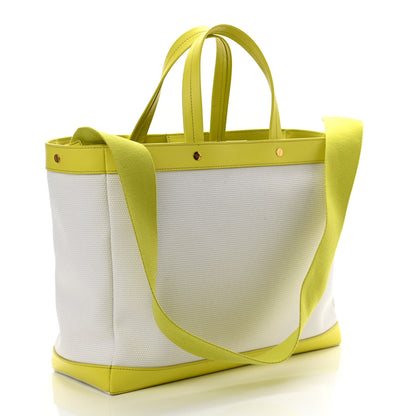 Tom Ford Canvas Calfskin Logo Tote White Yellow 2 of 8