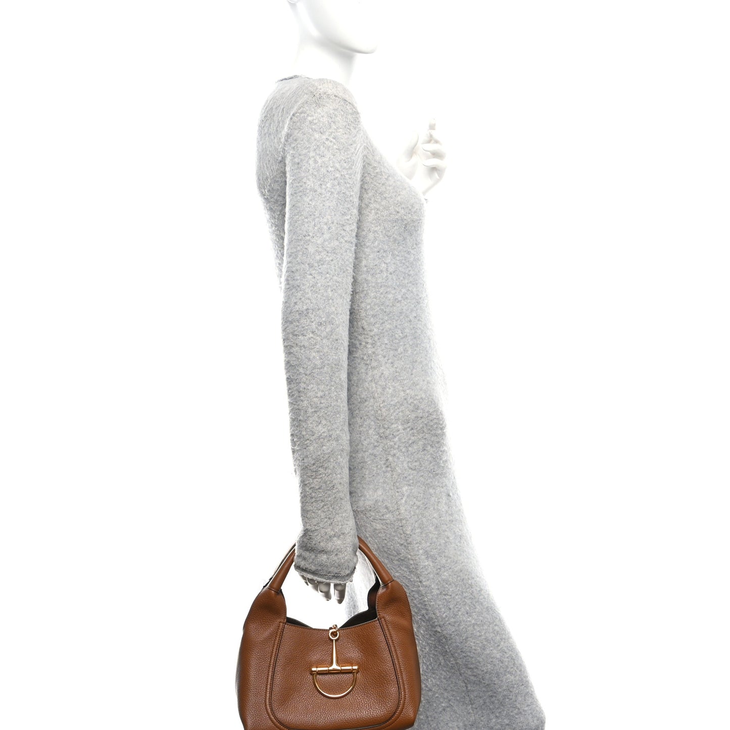 Grained Calfskin Softbit Medium Shoulder Bag Brown