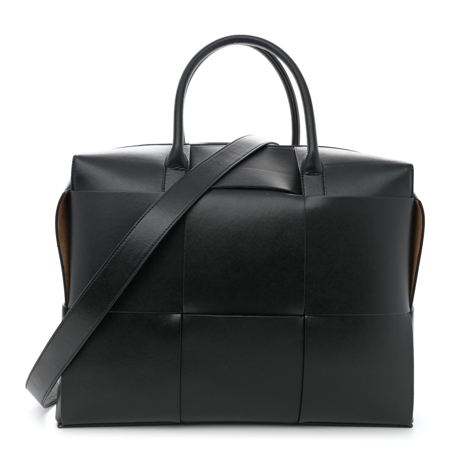 Calfskin Maxi Intrecciato Arco Briefcase Black