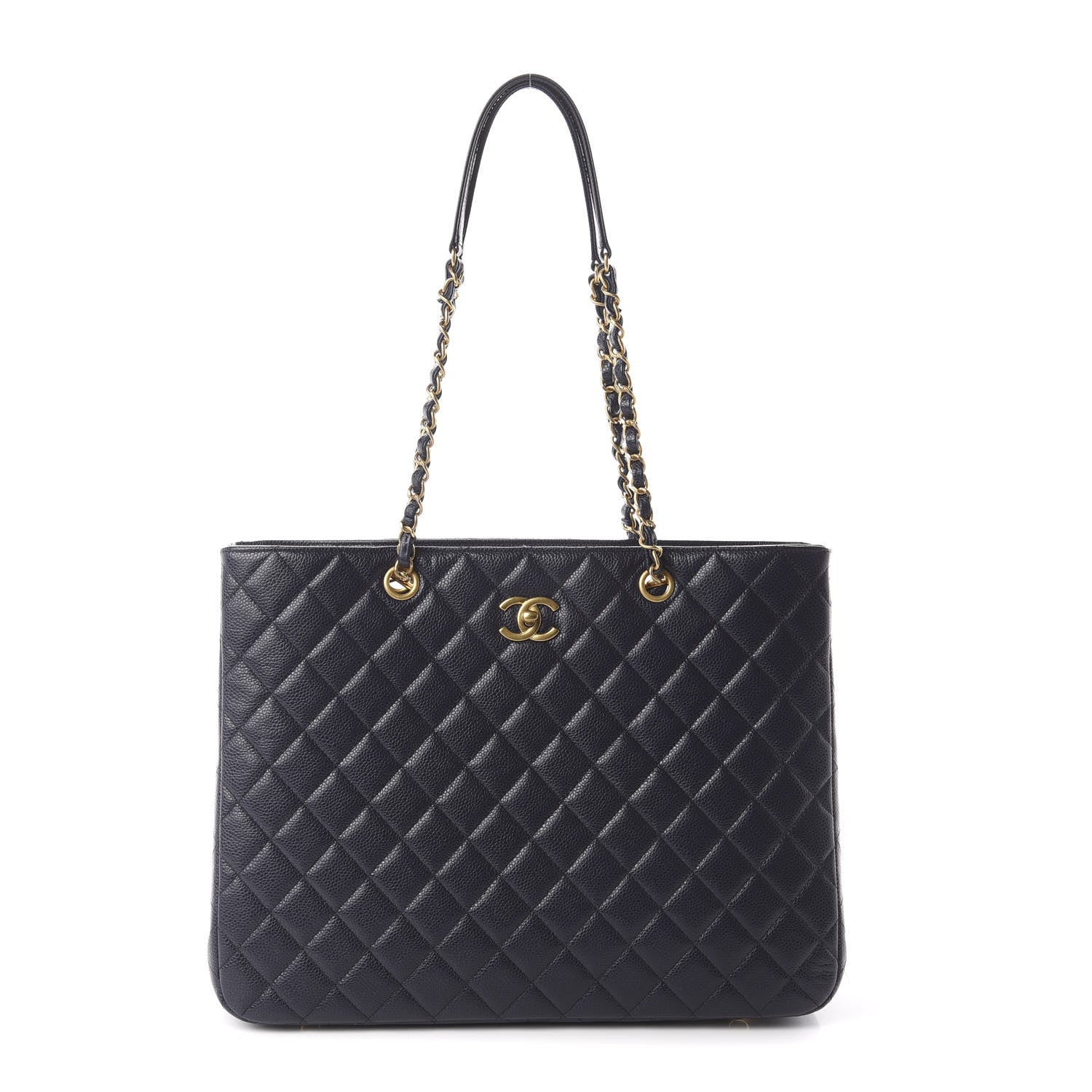 Chanel Caviar Quilted Large CC Shopping Tote Navy 1 of 9