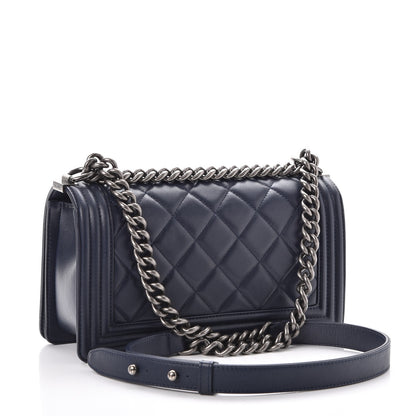 Chanel Calfskin Quilted Medium Boy Flap Navy Blue 3 of 10