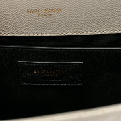 Saint Laurent Grain De Poudre Textured Mixed Matelasse Medium Triquilt Monogram Satchel Crema Soft 5 of 8