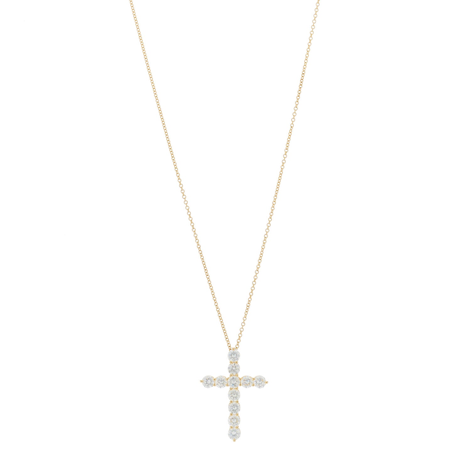 Tiffany 18K Yellow Gold Diamond Large Cross Pendant Necklace 1 of 5