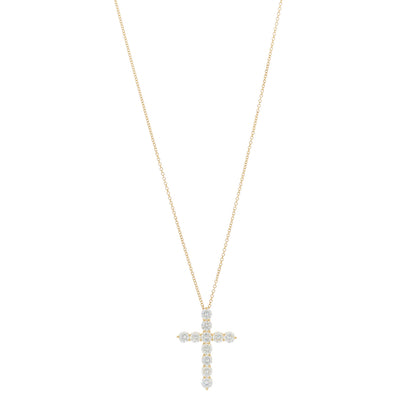 Tiffany 18K Yellow Gold Diamond Large Cross Pendant Necklace 1 of 5