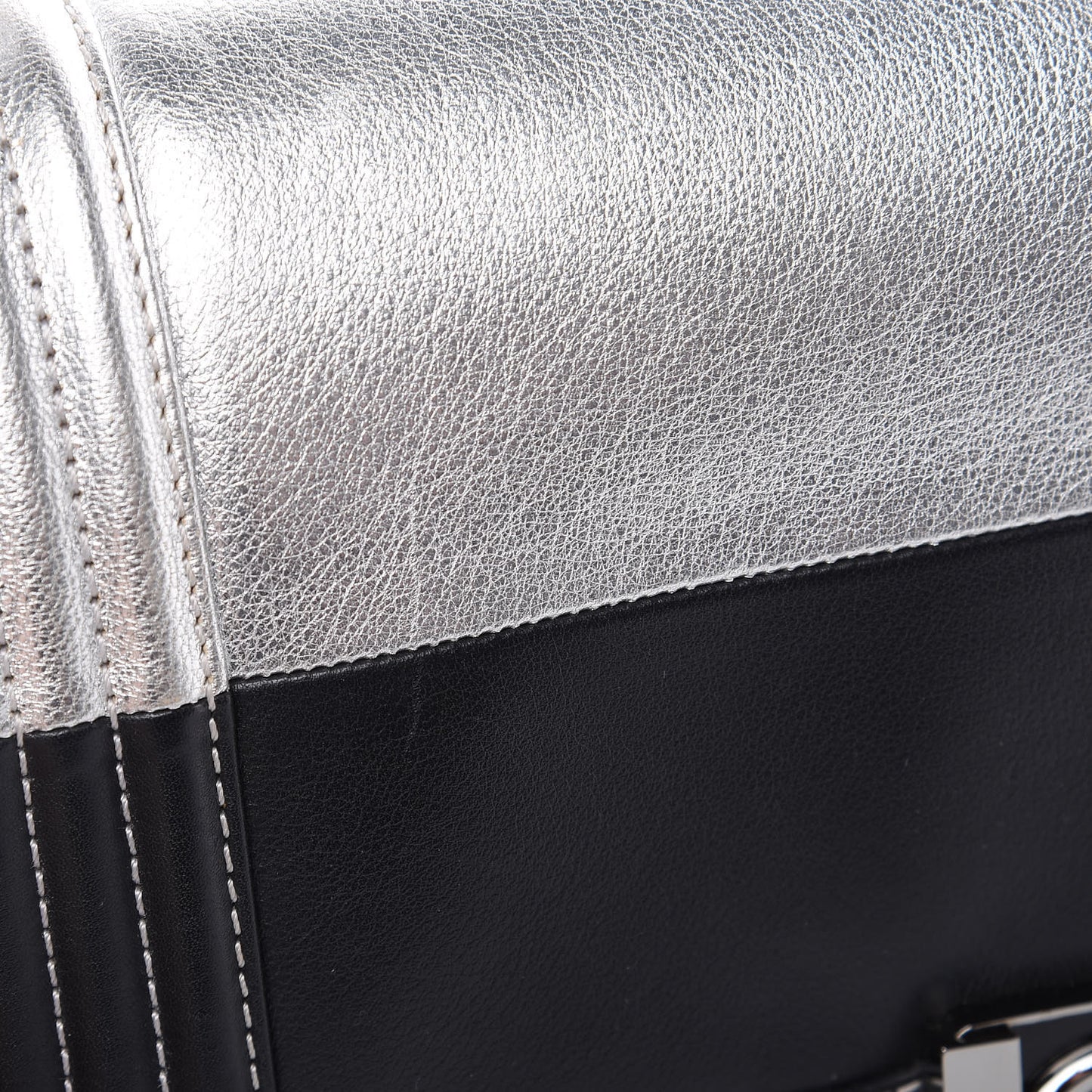 Metallic Goatskin Calfskin Medium Boy Flap Silver Black