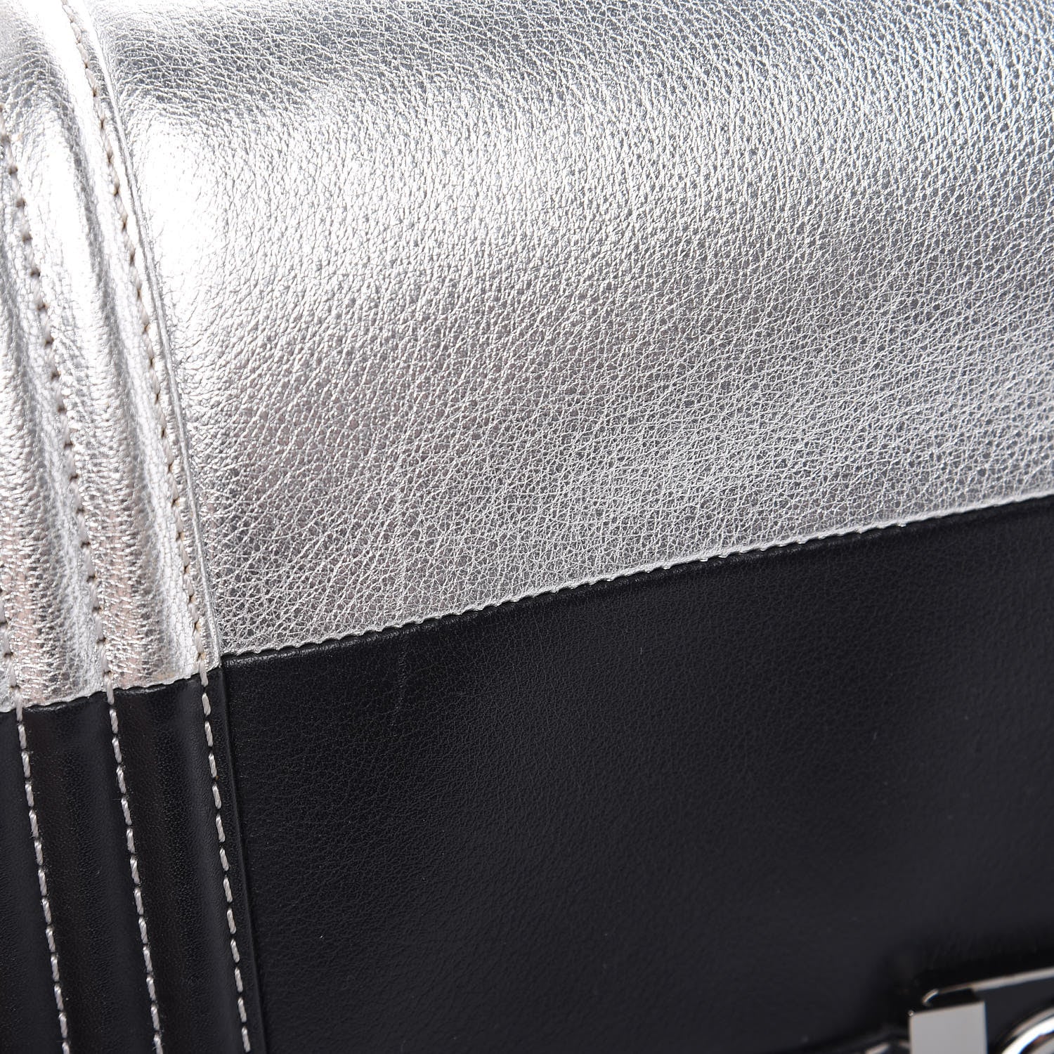 Chanel Metallic Goatskin Calfskin Medium Boy Flap Silver Black 11 of 15