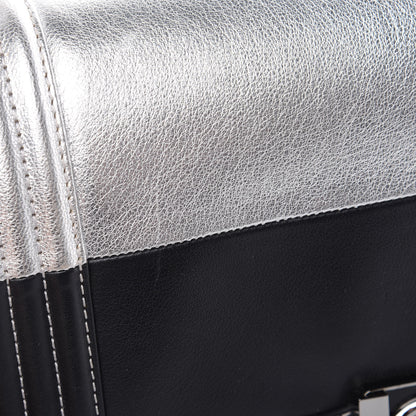 Chanel Metallic Goatskin Calfskin Medium Boy Flap Silver Black 11 of 15