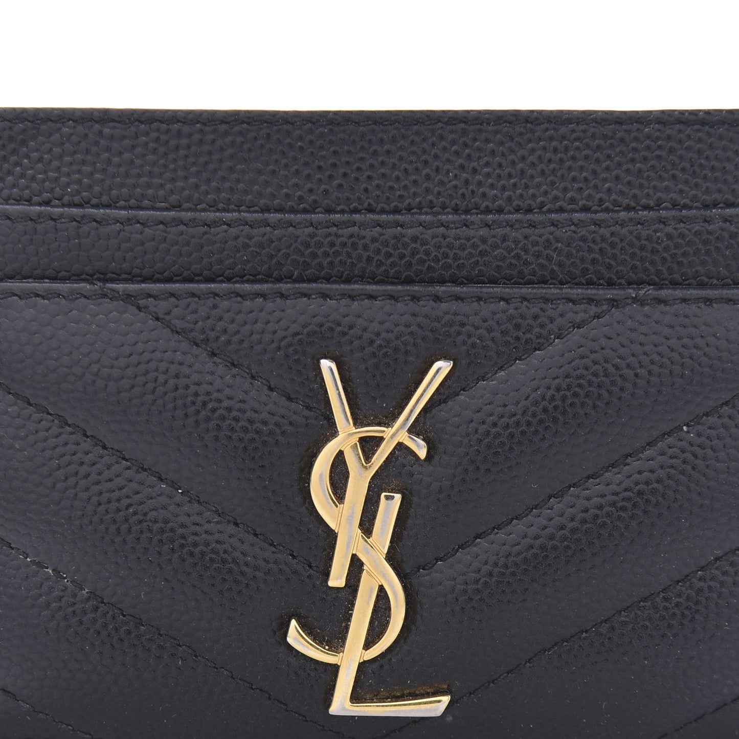 Grain De Poudre Matelasse Chevron Monogram Credit Card Case Black
