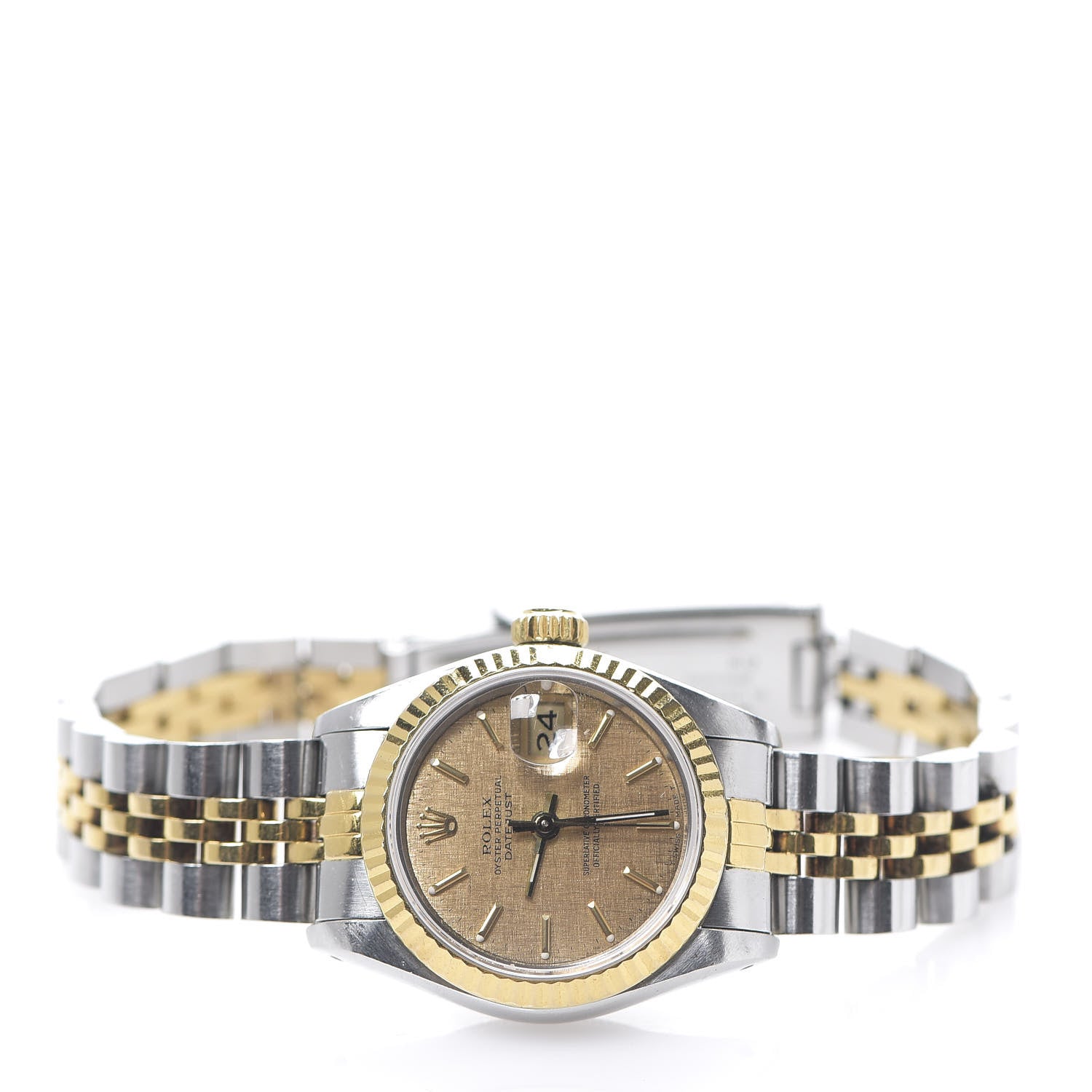 Rolex Stainless Steel 18K Yellow Gold 26mm Oyster Perpetual Datejust Watch Champagne Mosaic 69173 2 of 5