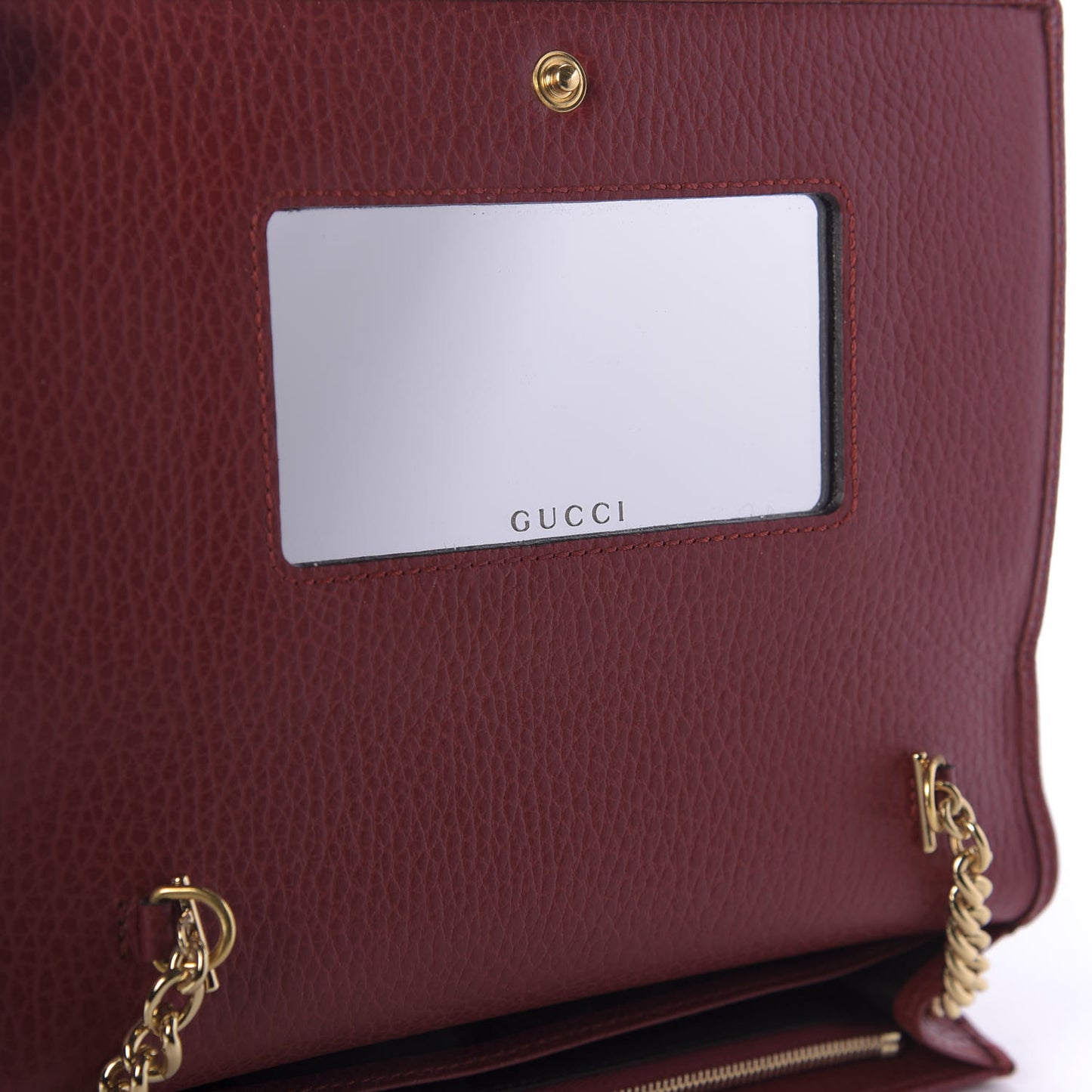 Dollar Calfskin Mini GG Marmont Chain Wallet Hibiscus Red