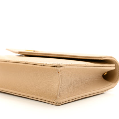 Saint Laurent Grain De Poudre Matelasse Chevron Monogram Envelope Chain Wallet Nude Powder 10 of 11