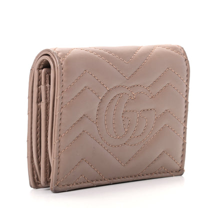 Gucci Calfskin Matelasse GG Marmont Card Case Wallet Porcelain Rose 3 of 8