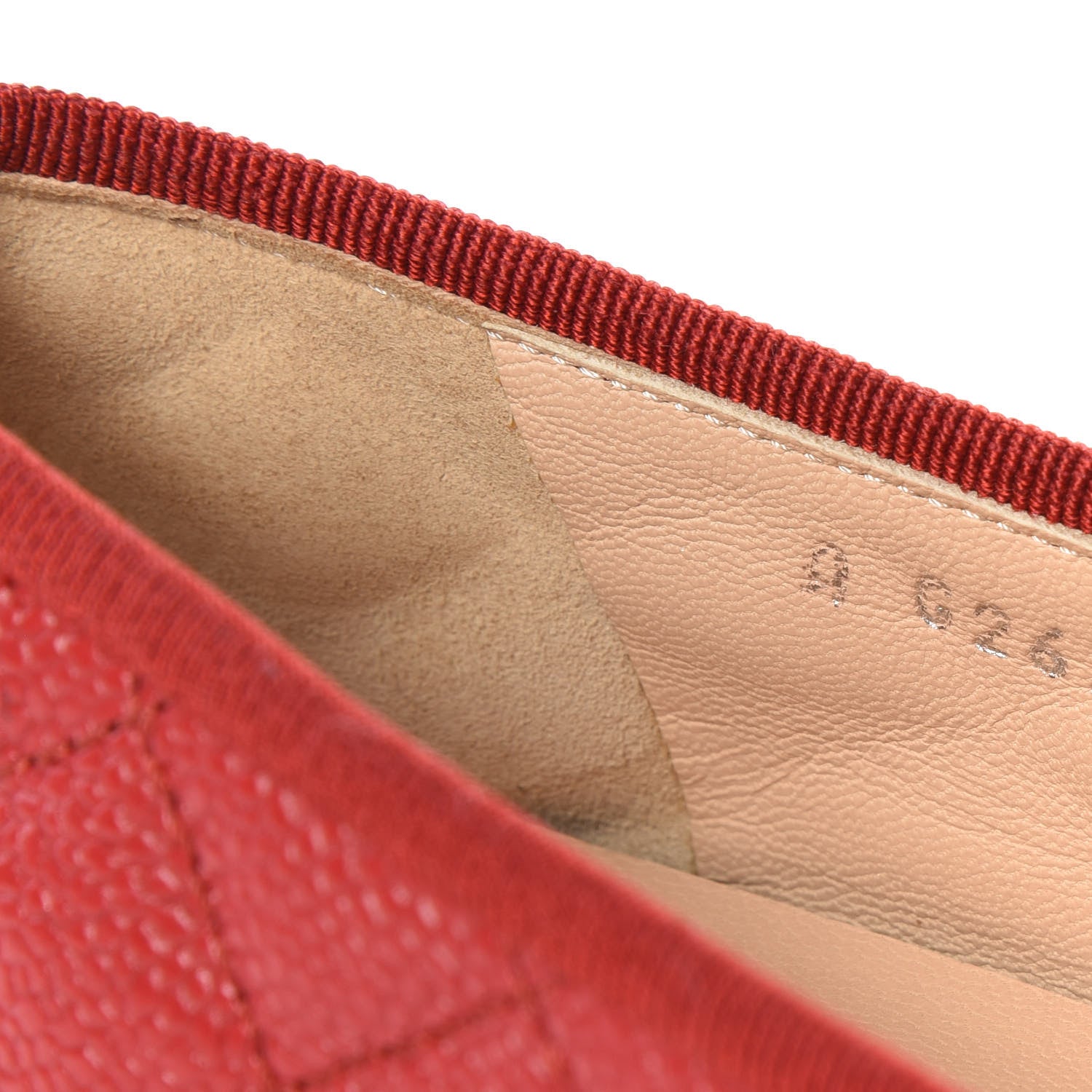 Chanel Caviar Quilted CC Cap Toe Ballerina Flats 36.5 Red 8 of 8