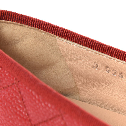 Chanel Caviar Quilted CC Cap Toe Ballerina Flats 36.5 Red 8 of 8