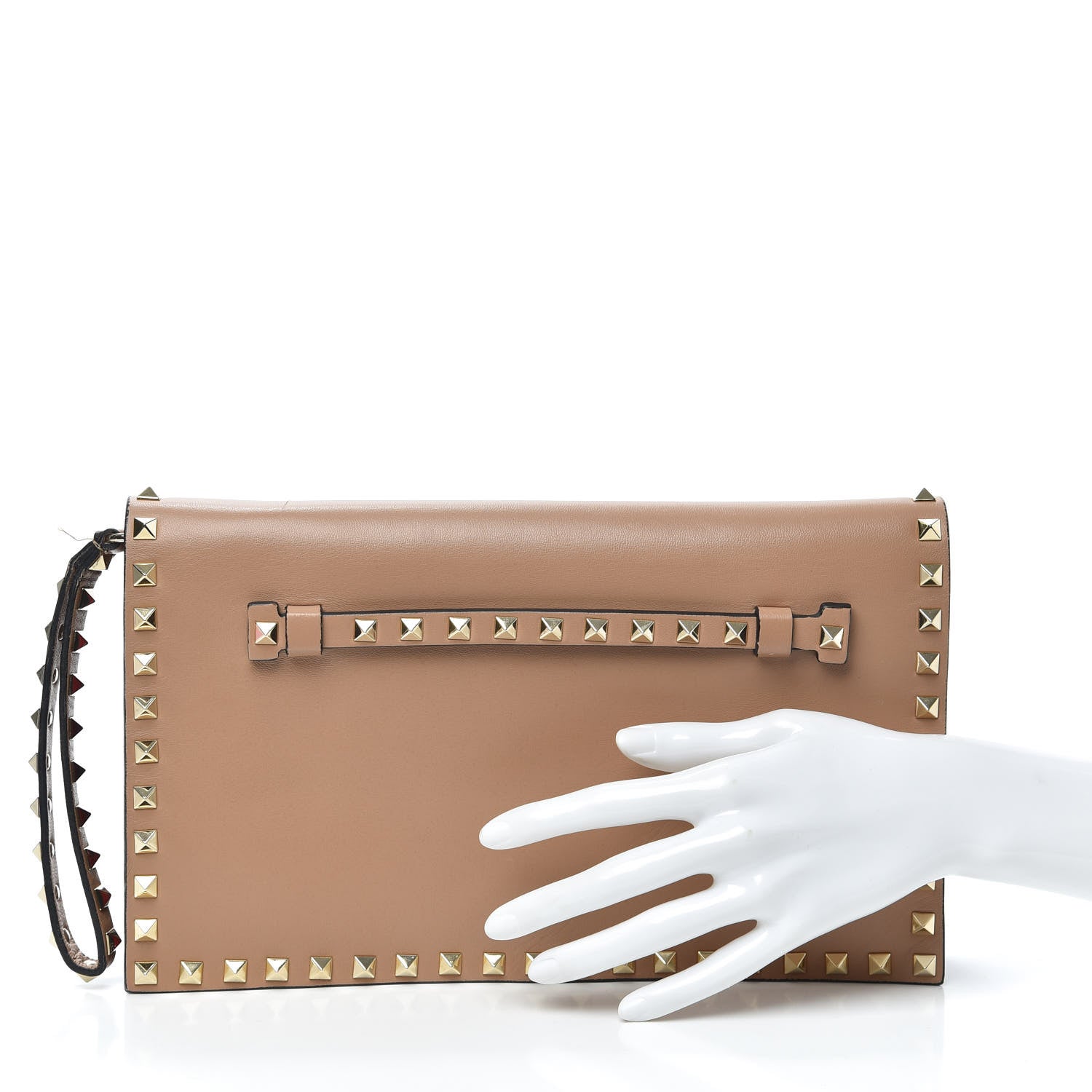 Valentino Garavani Nappa Rockstud Wristlet Clutch Alpaca 2 of 9