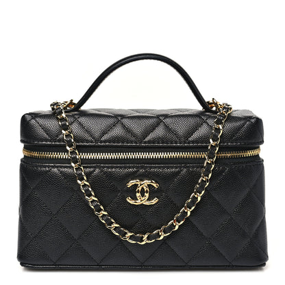 Chanel Caviar Quilted Top Handle Slim Vanity With Chain Black 1 of 9