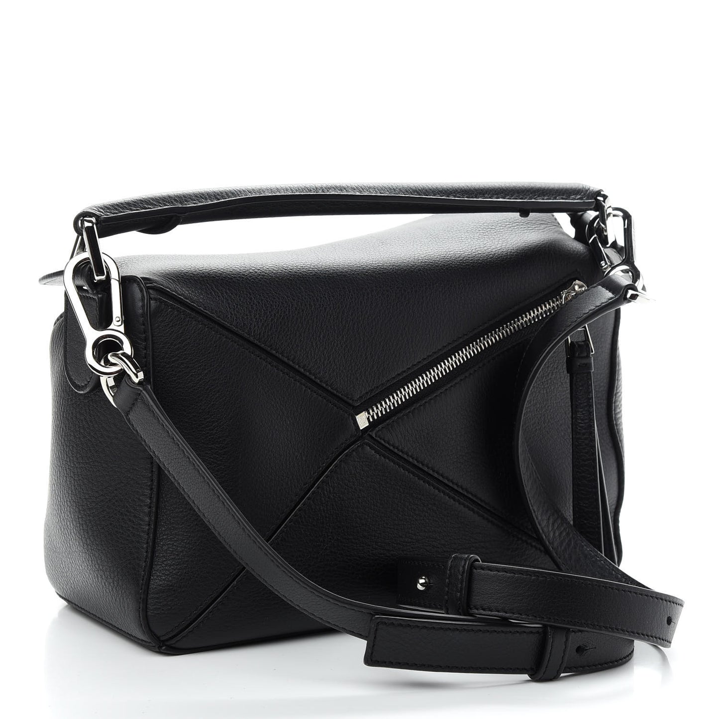 Grained Calfskin Small Puzzle Bag Black