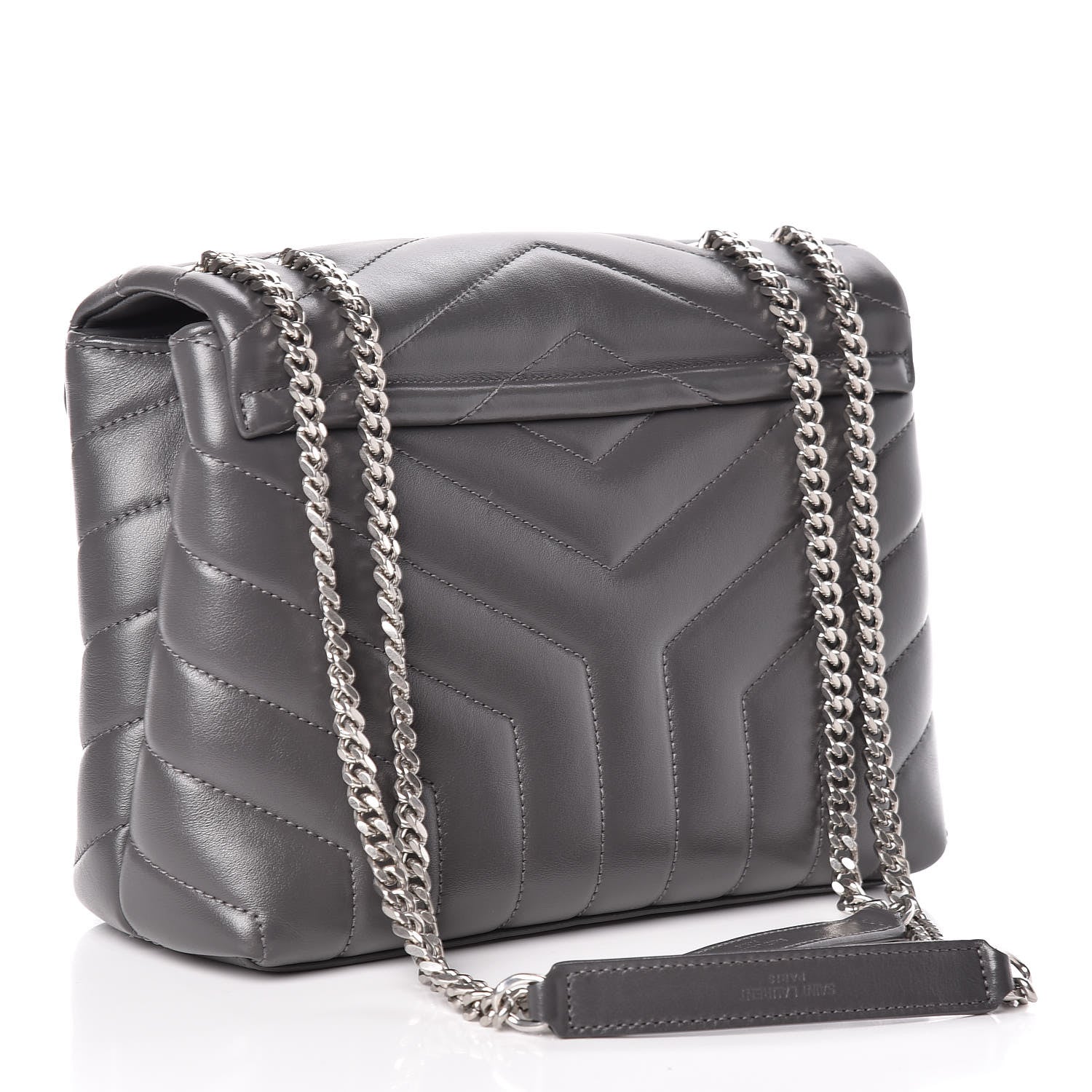 Saint Laurent Calfskin Y Quilted Monogram Small Loulou Chain Satchel Asphalt 3 of 10