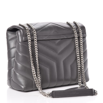 Saint Laurent Calfskin Y Quilted Monogram Small Loulou Chain Satchel Asphalt 3 of 10