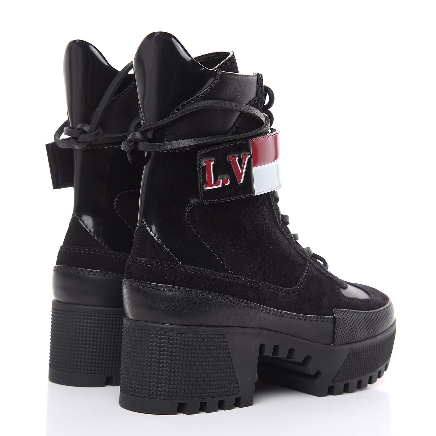 Suede Calfskin Laureate Platform Desert Boots 36 Black