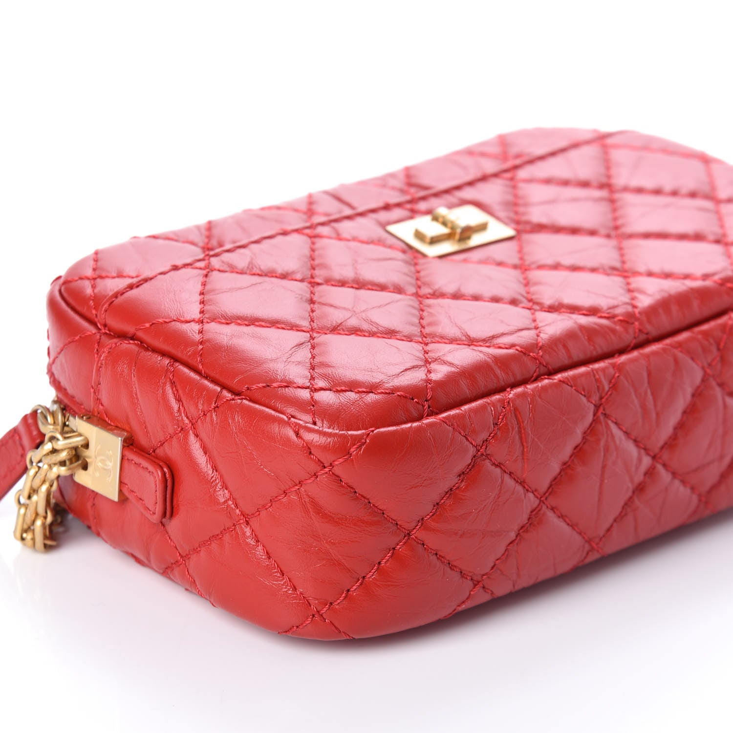 Chanel Aged Calfskin Quilted Mini Reissue Camera Case Red 9 of 10