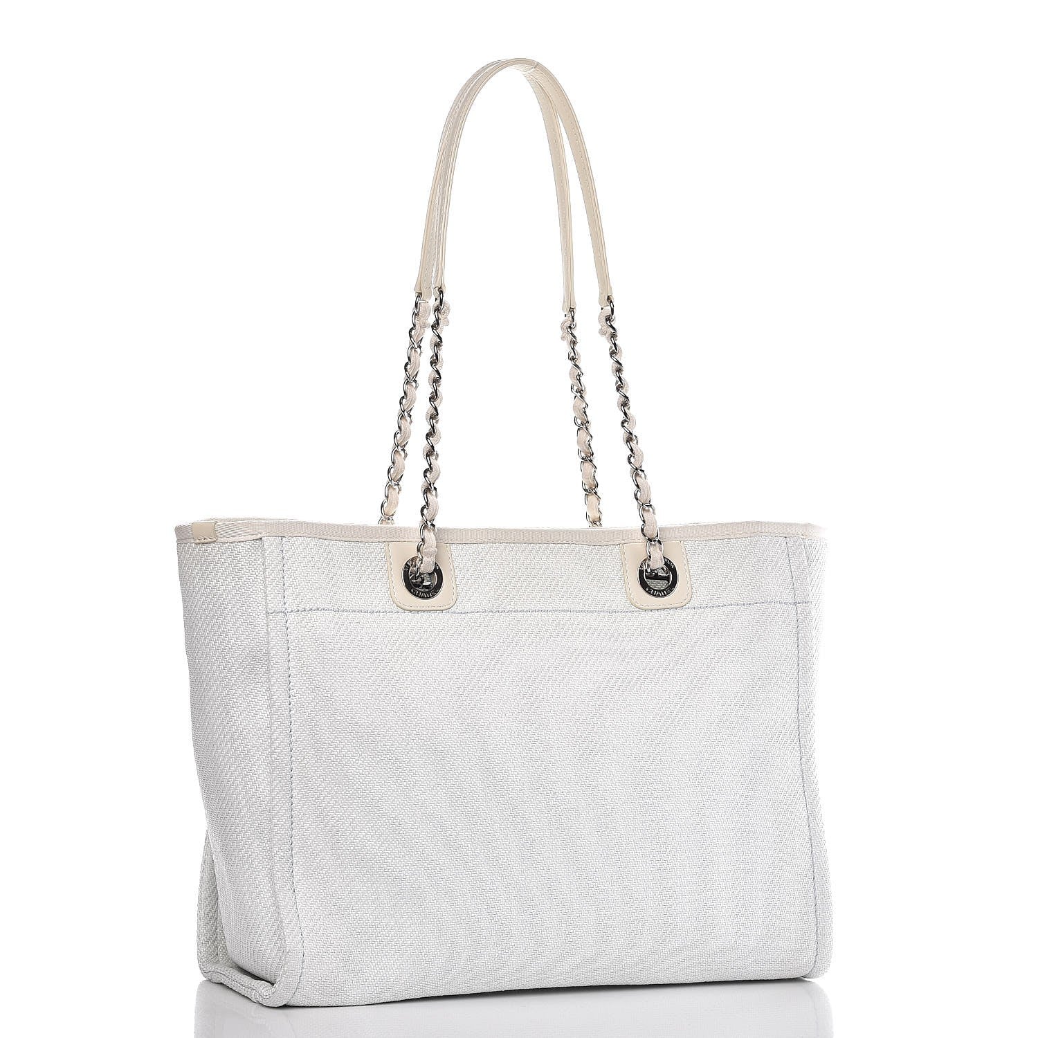 Chanel Woven Straw Raffia Small Deauville Tote White 3 of 8