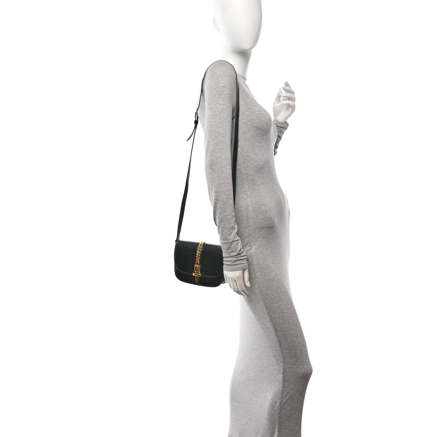 Snakeskin Mini Sylvie 1969 Messenger Bag Black