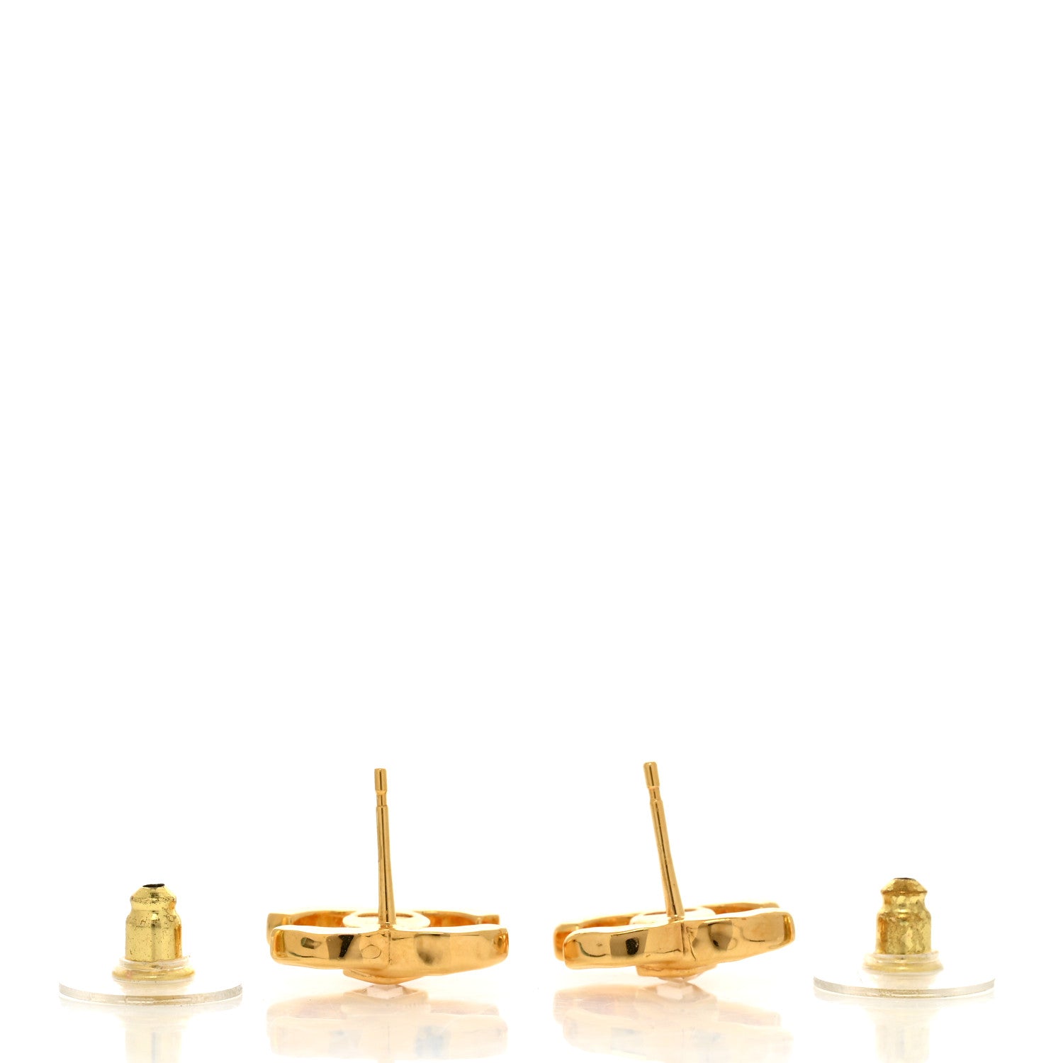 Chanel Metal Crystal CC Marquise Earrings Gold 3 of 5