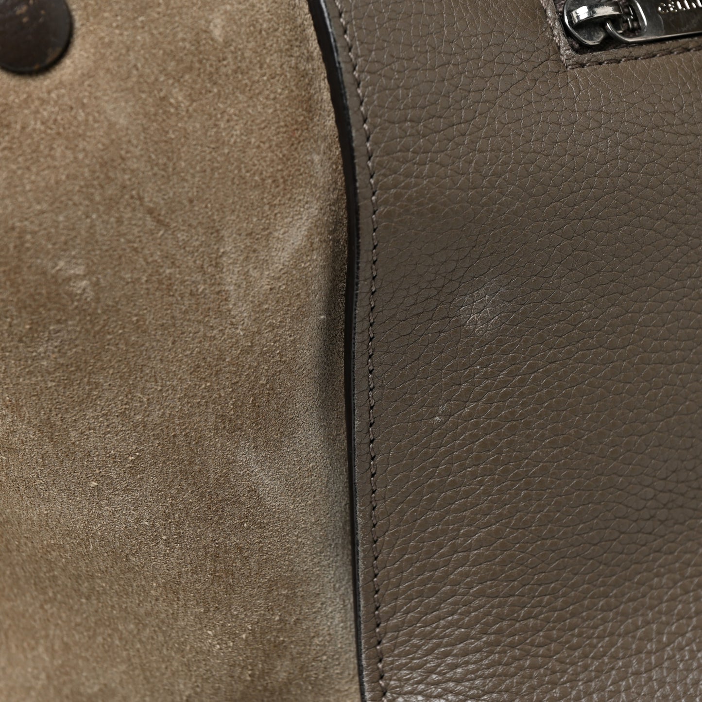 Smooth Calfskin Suede Large Tri-Color Trapeze Brown