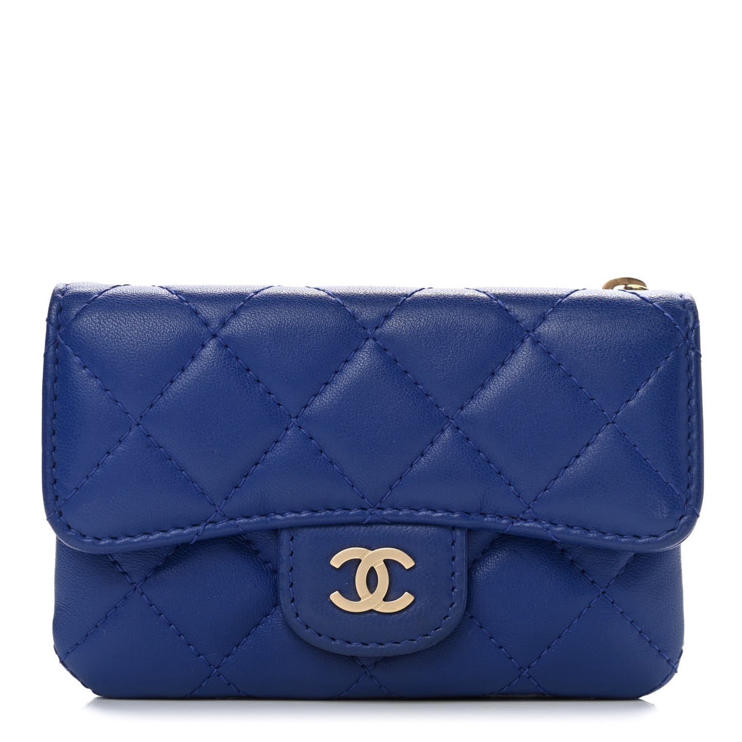 Lambskin Quilted Coin Purse Blue