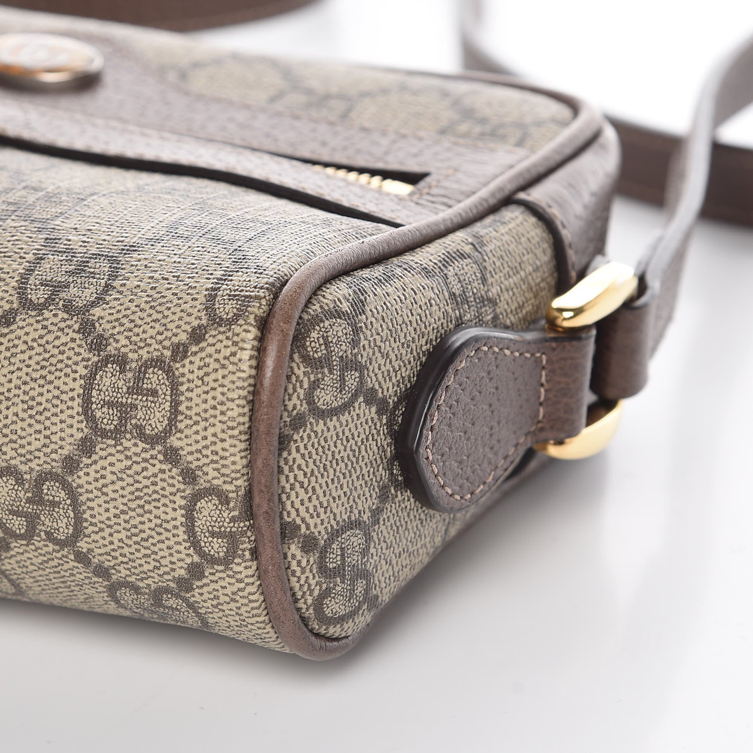 Gucci GG Supreme Monogram Web Mini Ophidia Shoulder Bag Brown 11 of 12