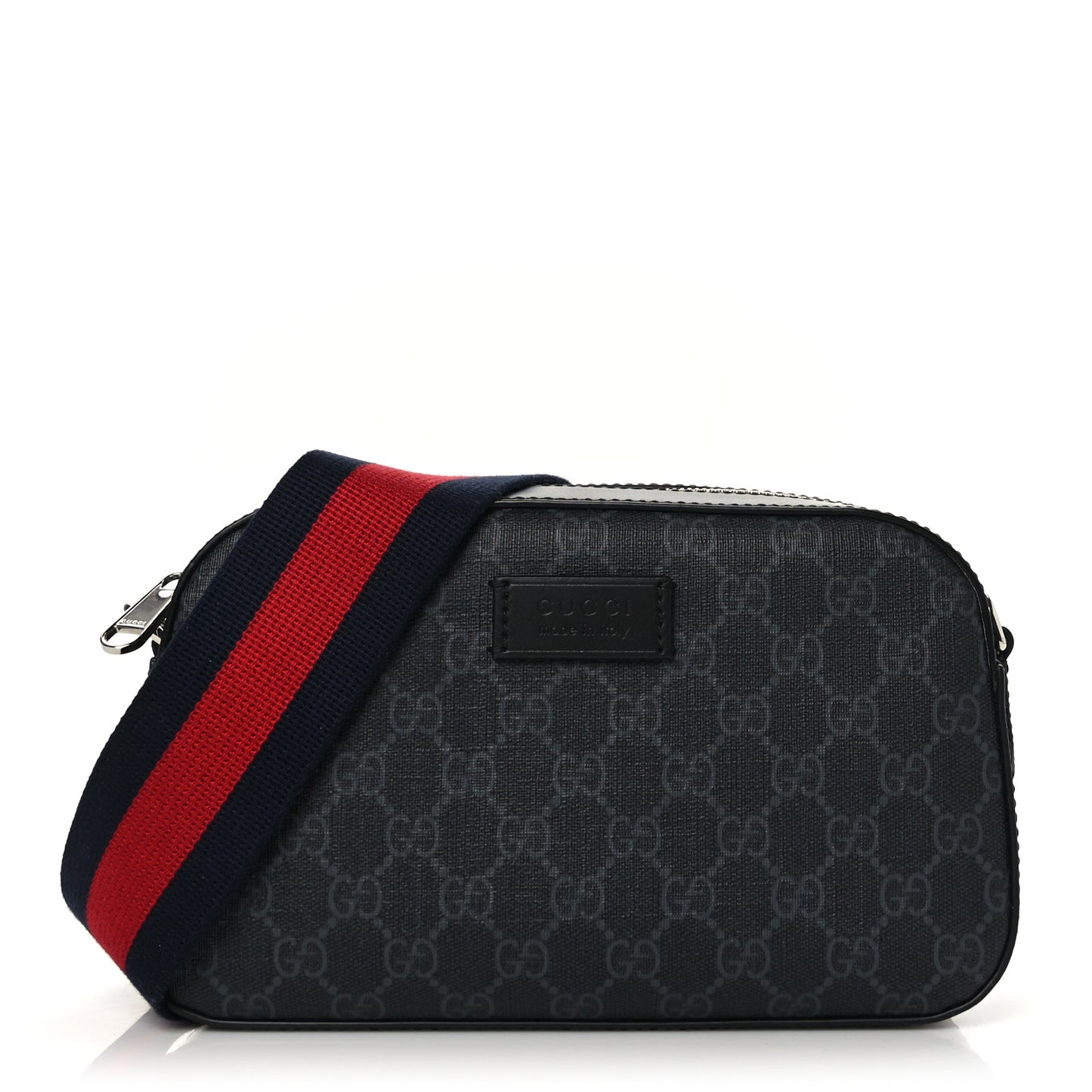 GG Supreme Monogram Web Shoulder Bag Black Grey