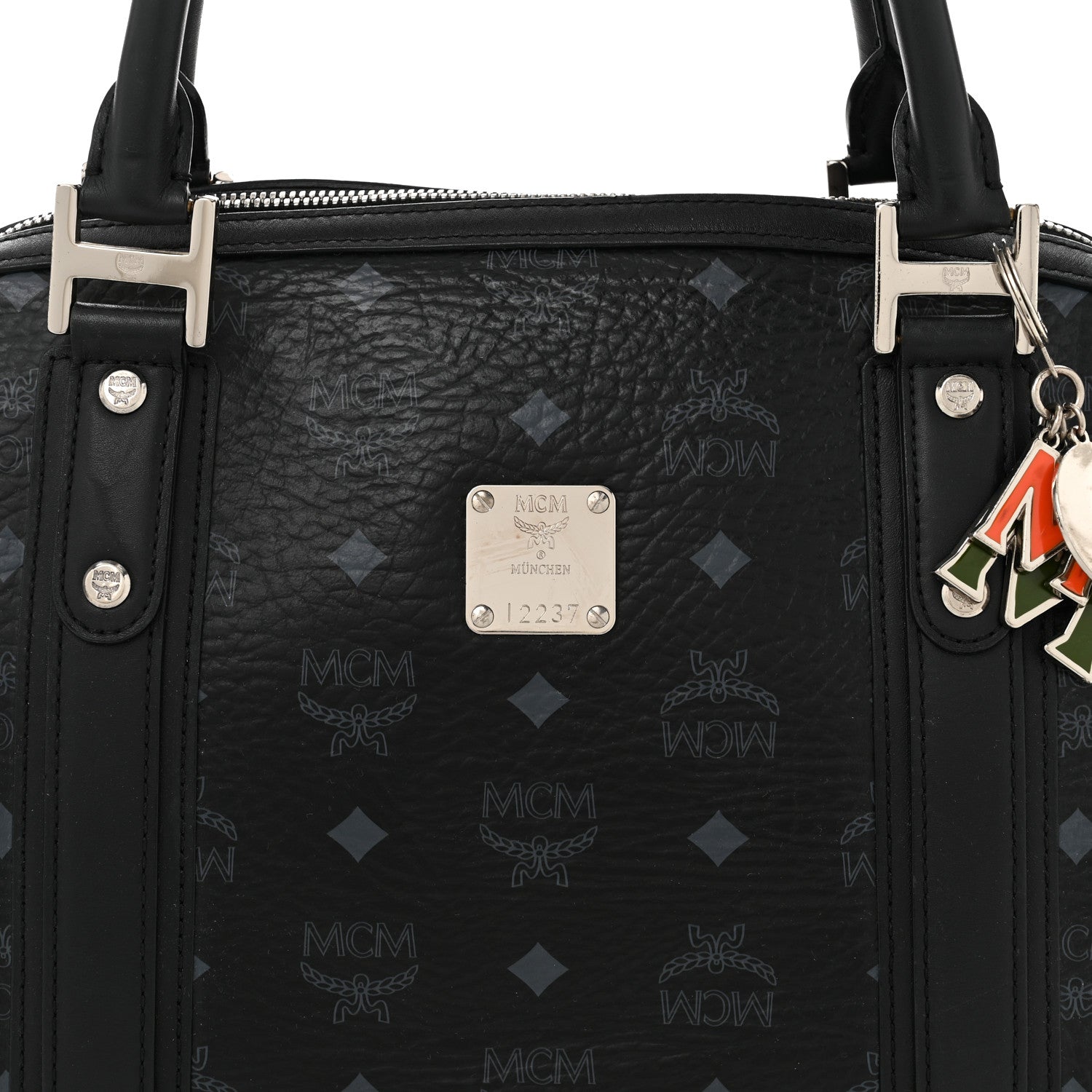 MCM Visetos Boston Bag Black 9 of 11